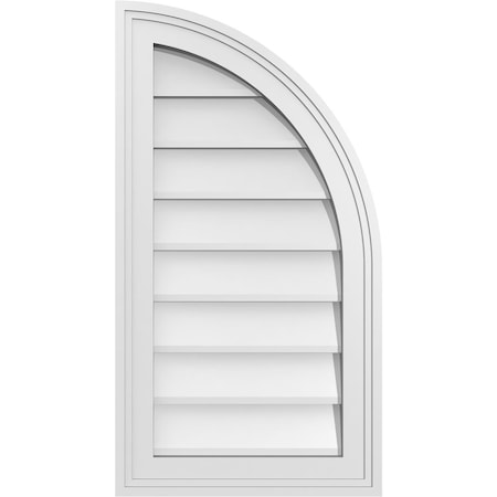 Ekena Millwork Quarter Round Top Right Surface Mount PVC Gable Vent w/ 2"W x 1-1/2"P Brickmould Frame, 14"W x 26"H GVPQR14X2602SN